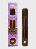 Namaste Karma Scents Brass Mango Wood Incense Ash Catcher Holder - Sun