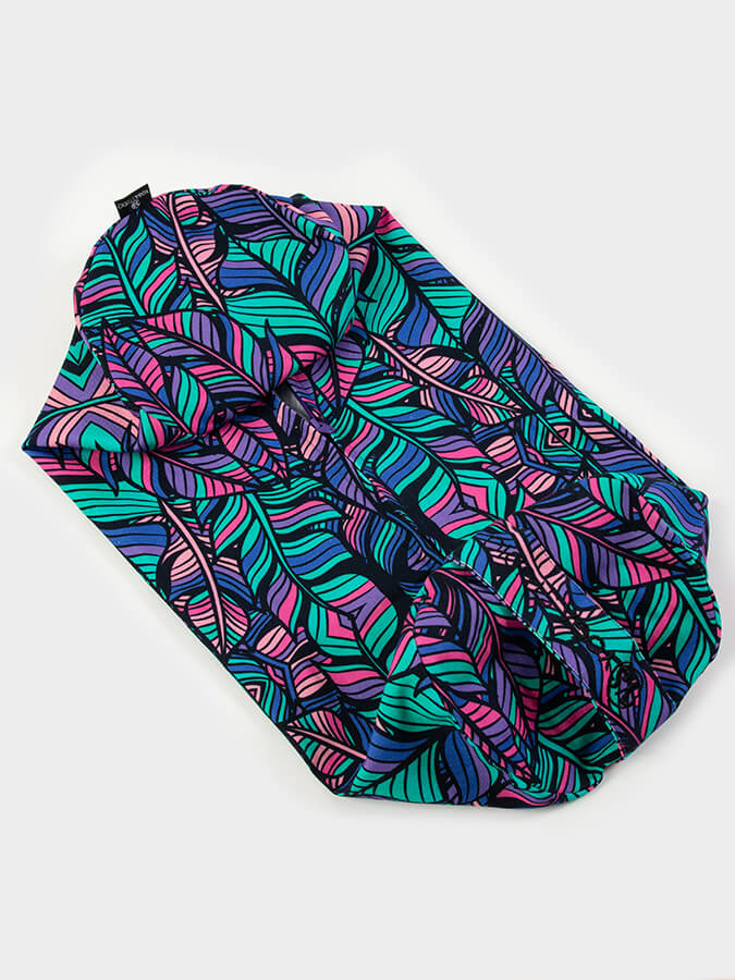Yoga Studio Replacement Round Designed Bolster Outer Cushion Cover Purple Feathers Print