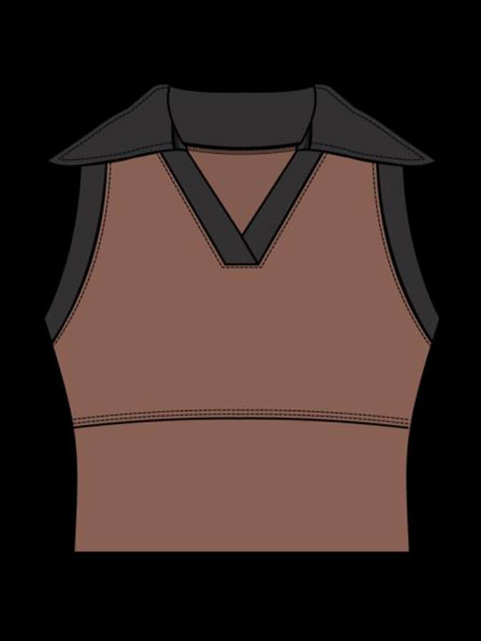 Tavi Contrast Polo Women's Tank Top - Clove Ebony