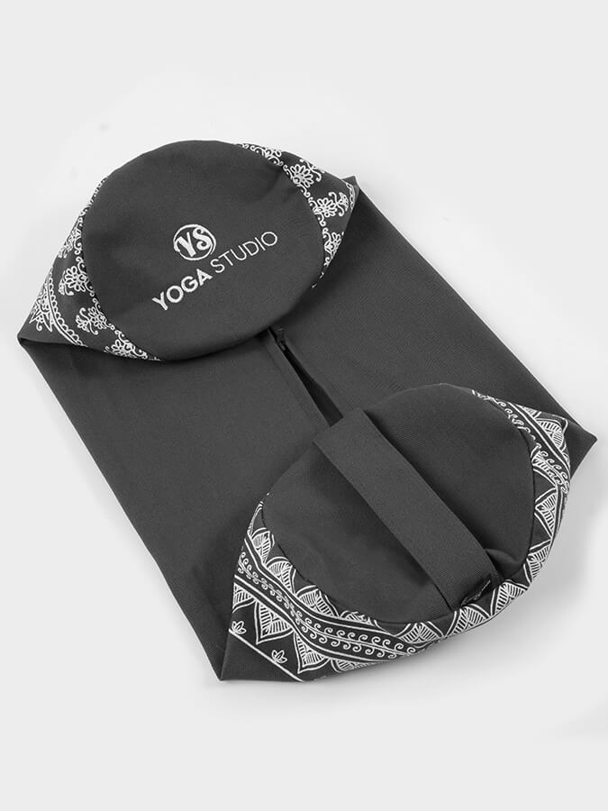 Yoga Studio Replacement Round Aztec Elephant Bolster Outer Cushion Cover Grey
