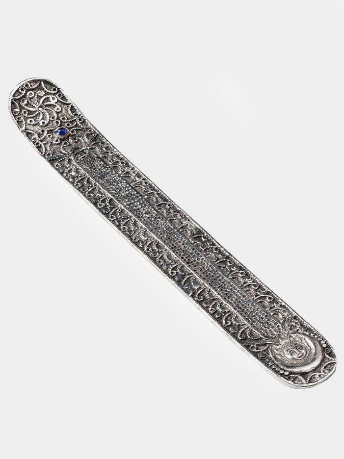Namaste Metal Embossed Incense Holder con Piedra - Luna