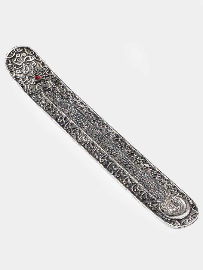 Namaste Metal Embossed Incense Holder con Piedra - Luna