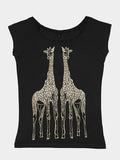 Camiseta Mujer Orgánica Natural Emma Nissim Top - Giraffes