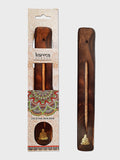 Namaste Karma Scents Brass Mango Wood Incense Ash Catcher Holder - Buda