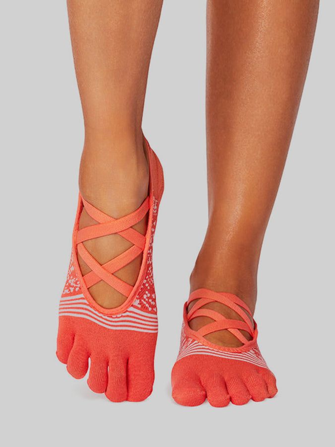 Chaussettes ToeSox Scrunch Rouge – Yoga Pilates Genou Haut Grip Taille L