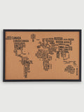 Cork Ethos Letters World Map Cork Note Board, Black Frame 40 x 60cm